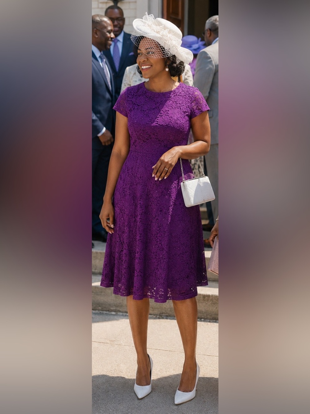 Alfani Purple Lace Midi Dress